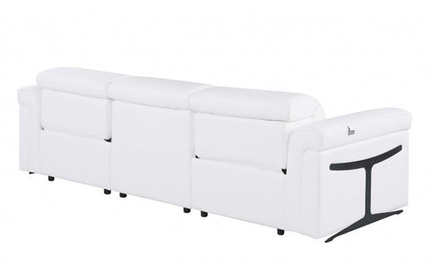 1126 DivanItalia White Top Grain Italian Leather Power Reclining Sofa with Dual Recliners and Power HeadrestsModel:  1126-WHITE-3.2-S-HT