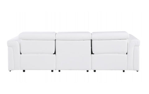 1126 DivanItalia White Top Grain Italian Leather Power Reclining Sofa with Dual Recliners and Power HeadrestsModel:  1126-WHITE-3.2-S-HT