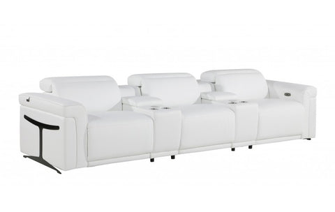 1126 DivanItalia White 5-Piece Power Reclining Sofa with Power Headrest in Top Grain Italian LeatherModel:  1126-WHITE-5.3-HT