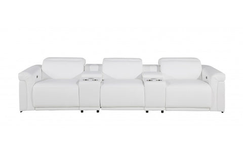 1126 DivanItalia White 5-Piece Power Reclining Sofa with Power Headrest in Top Grain Italian LeatherModel:  1126-WHITE-5.3-HT