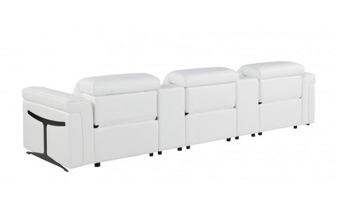1126 DivanItalia White 5-Piece Power Reclining Sofa with Power Headrest in Top Grain Italian LeatherModel:  1126-WHITE-5.3-HT