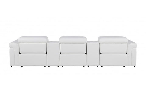 1126 DivanItalia White 5-Piece Power Reclining Sofa with Power Headrest in Top Grain Italian LeatherModel:  1126-WHITE-5.3-HT