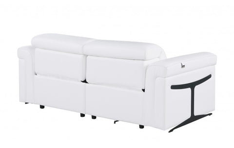 1126 DivanItalia White Modular Power Reclining Sofa and Loveseat Set – Top Grain Italian Leather with Power HeadrestsModel:  1126-WHITE-5.4-HT-2PC