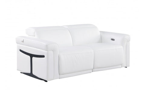 1126 DivanItalia White Modular Power Reclining Sofa and Loveseat Set – Top Grain Italian Leather with Power HeadrestsModel:  1126-WHITE-5.4-HT-2PC