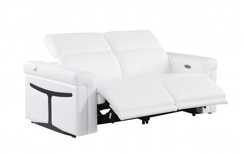 1126 DivanItalia White Modular Power Reclining Sofa and Loveseat Set – Top Grain Italian Leather with Power HeadrestsModel:  1126-WHITE-5.4-HT-2PC