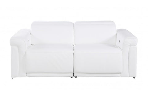 1126 DivanItalia White Modular Power Reclining Sofa and Loveseat Set – Top Grain Italian Leather with Power HeadrestsModel:  1126-WHITE-5.4-HT-2PC