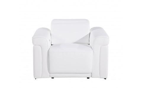 1126 DivanItalia White Top Grain Italian Leather Power Reclining Chair with Power HeadrestModel:  1126-WHITE-CH