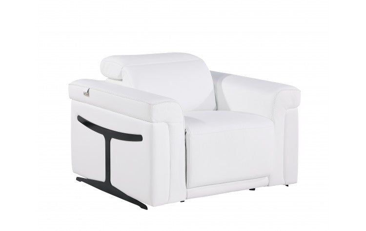 1126 DivanItalia White Top Grain Italian Leather Power Reclining Chair with Power HeadrestModel:  1126-WHITE-CH