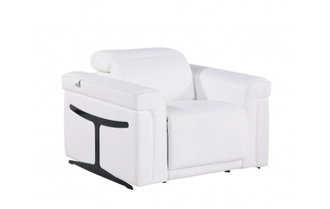 1126 DivanItalia White Top Grain Italian Leather Power Reclining Chair with Power HeadrestModel:  1126-WHITE-CH