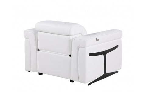 1126 DivanItalia White Top Grain Italian Leather Power Reclining Chair with Power HeadrestModel:  1126-WHITE-CH