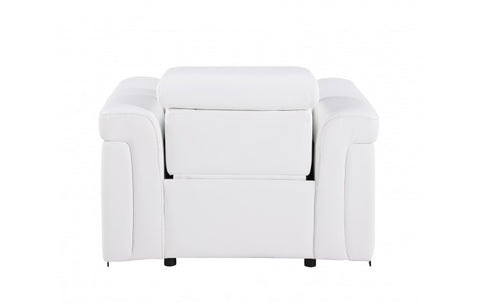 1126 DivanItalia White Top Grain Italian Leather Power Reclining Chair with Power HeadrestModel:  1126-WHITE-CH