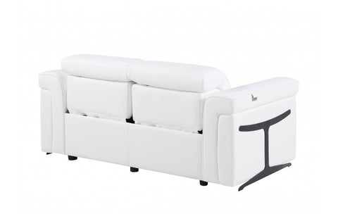 1126 DivanItalia White Top Grain Italian Leather Power Reclining Loveseat with Power HeadrestModel:  1126-WHITE-L