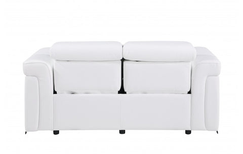1126 DivanItalia White Top Grain Italian Leather Power Reclining Loveseat with Power HeadrestModel:  1126-WHITE-L