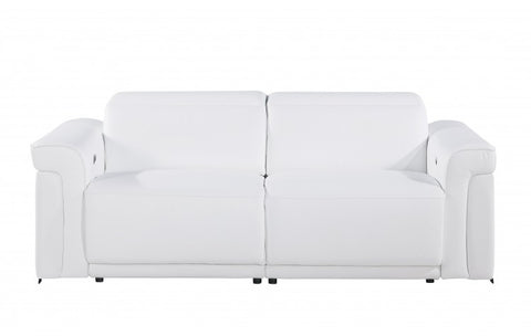 1126 DivanItalia White Top Grain Italian Leather Power Reclining Sofa with Power HeadrestModel:  1126-WHITE-S