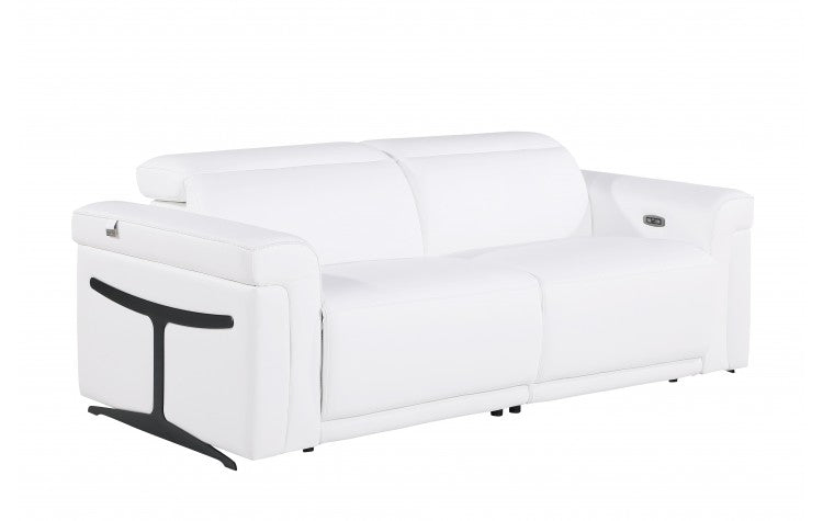 1126 DivanItalia White Top Grain Italian Leather Power Reclining Sofa with Power HeadrestModel:  1126-WHITE-S