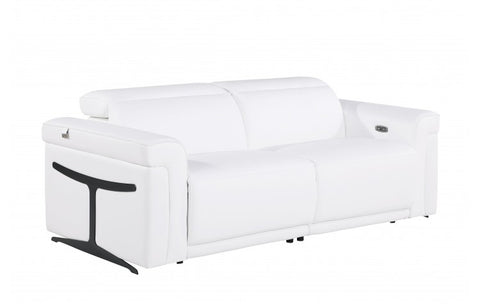 1126 DivanItalia White Top Grain Italian Leather Power Reclining Sofa with Power HeadrestModel:  1126-WHITE-S