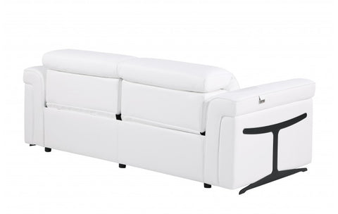 1126 DivanItalia White Top Grain Italian Leather Power Reclining Sofa with Power HeadrestModel:  1126-WHITE-S