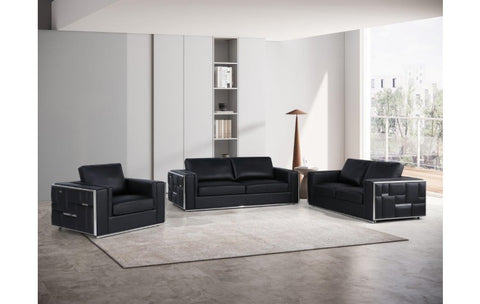 1130 DivanItalia White Sofa Set – Top Grain Italian LeatherModel:  1130-BLACK