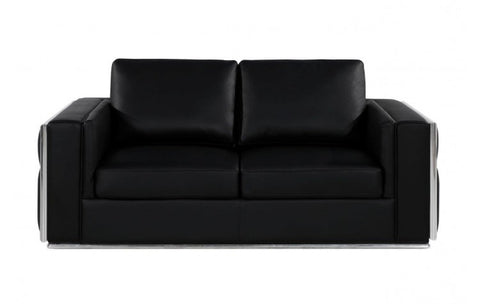1130 DivanItalia Black Loveseat – Top Grain Italian LeatherModel:  1130-BLACK-L