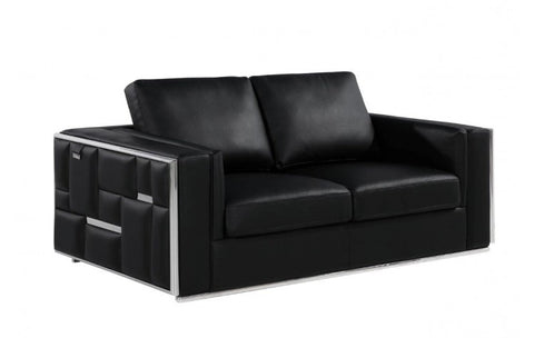 1130 DivanItalia Black Loveseat – Top Grain Italian LeatherModel:  1130-BLACK-L