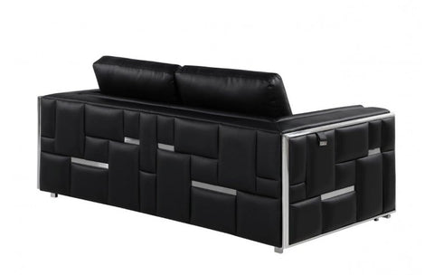 1130 DivanItalia Black Loveseat – Top Grain Italian LeatherModel:  1130-BLACK-L