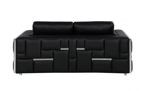 1130 DivanItalia Black Loveseat – Top Grain Italian LeatherModel:  1130-BLACK-L