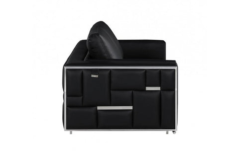 1130 DivanItalia Black Loveseat – Top Grain Italian LeatherModel:  1130-BLACK-L