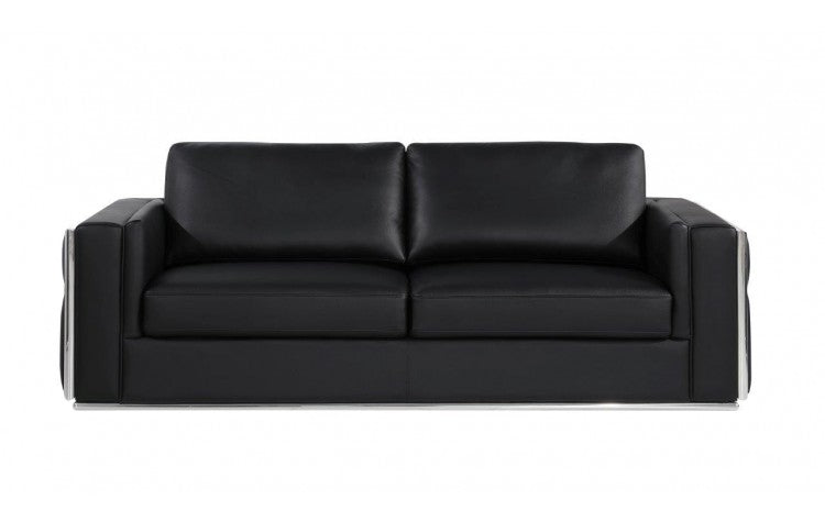 1130 DivanItalia Black Sofa – Top Grain Italian LeatherModel:  1130-BLACK-S
