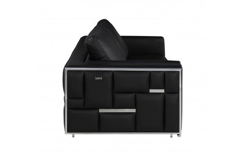 1130 DivanItalia Black Sofa – Top Grain Italian LeatherModel:  1130-BLACK-S