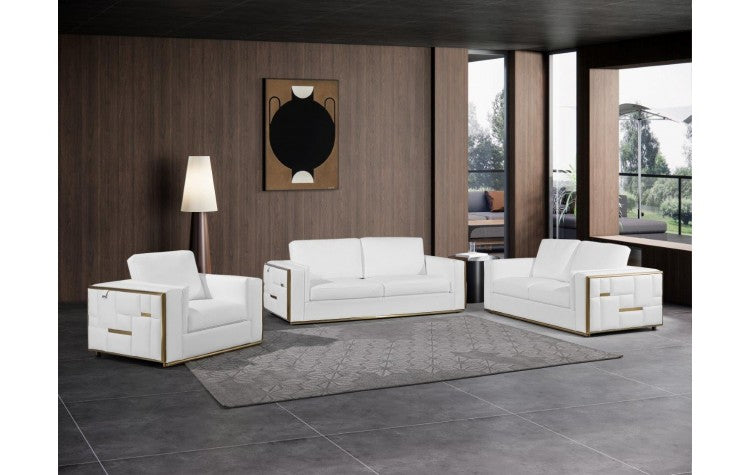 1130 DivanItalia Black Sofa Set – Top Grain Italian LeatherModel:  1130-WHITE