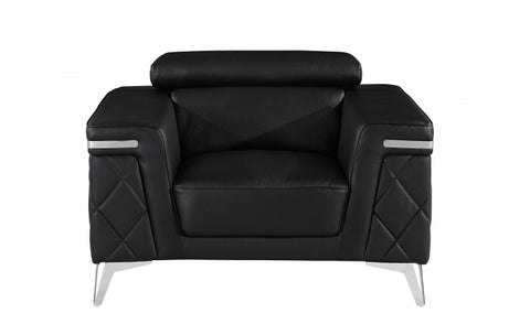 1140 DivanItalia Black Chair – Top Grain Italian LeatherModel:  1140-BLACK-CH