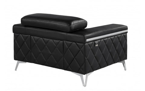 1140 DivanItalia Black Chair – Top Grain Italian LeatherModel:  1140-BLACK-CH