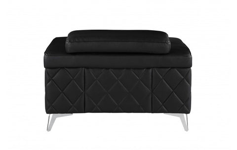 1140 DivanItalia Black Chair – Top Grain Italian LeatherModel:  1140-BLACK-CH