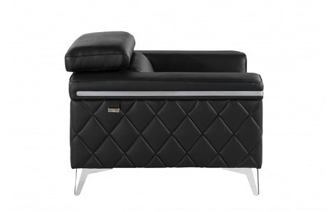 1140 DivanItalia Black Chair – Top Grain Italian LeatherModel:  1140-BLACK-CH