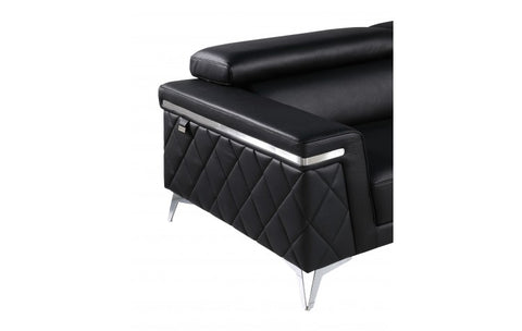 1140 DivanItalia Black Sofa – Top Grain Italian LeatherModel:  1140-BLACK-S