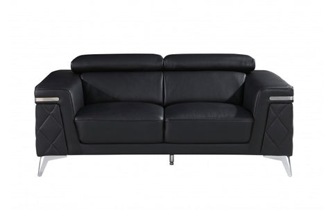 Caviani Top Grain Leather Loveseat  Model: 1140-BLACK-L