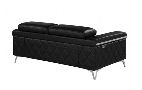 Caviani Top Grain Leather Loveseat  Model: 1140-BLACK-L