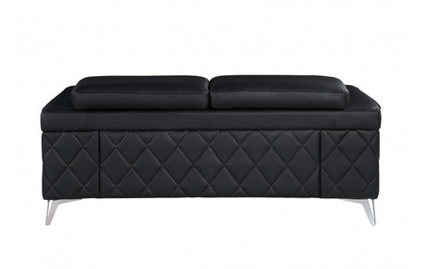 Caviani Top Grain Leather Loveseat  Model: 1140-BLACK-L