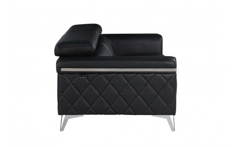 Caviani Top Grain Leather Loveseat  Model: 1140-BLACK-L