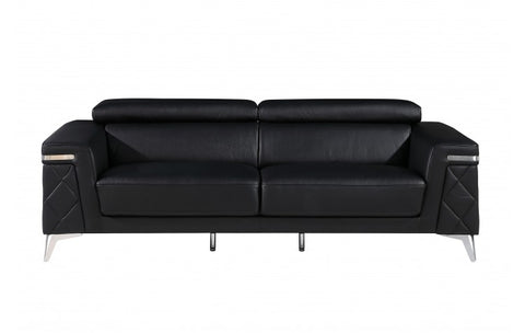 1140 DivanItalia Black Sofa – Top Grain Italian LeatherModel:  1140-BLACK-S
