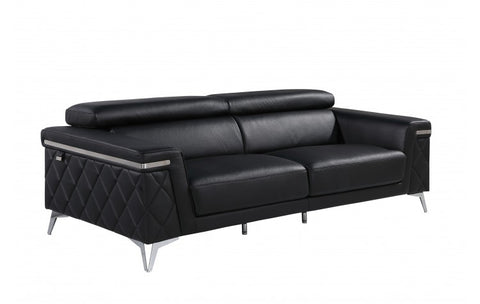 1140 DivanItalia Black Sofa – Top Grain Italian LeatherModel:  1140-BLACK-S