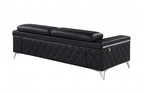 1140 DivanItalia Black Sofa – Top Grain Italian LeatherModel:  1140-BLACK-S
