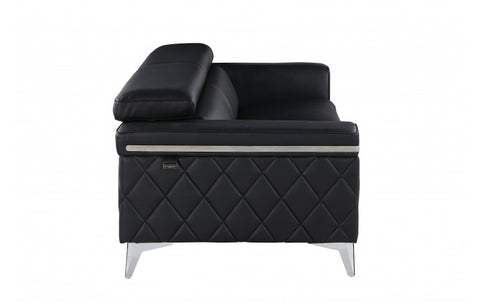 1140 DivanItalia Black Sofa – Top Grain Italian LeatherModel:  1140-BLACK-S