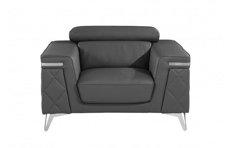 1140 DivanItalia Dark Gray Chair – Top Grain Italian LeatherModel:  1140-DK-GREY-CH