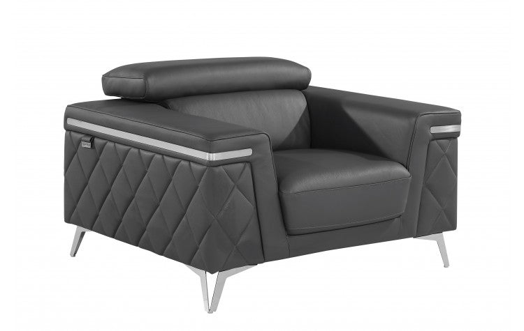 1140 DivanItalia Dark Gray Chair – Top Grain Italian LeatherModel:  1140-DK-GREY-CH