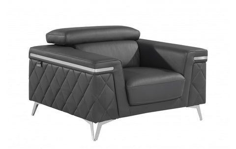 1140 DivanItalia Dark Gray Chair – Top Grain Italian LeatherModel:  1140-DK-GREY-CH