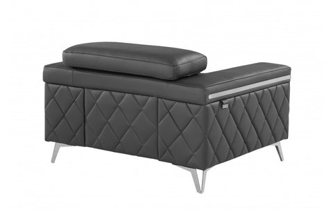 1140 DivanItalia Dark Gray Chair – Top Grain Italian LeatherModel:  1140-DK-GREY-CH