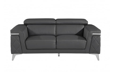 Caviani Top Grain Leather Loveseat Model:  1140-DK-GREY-L