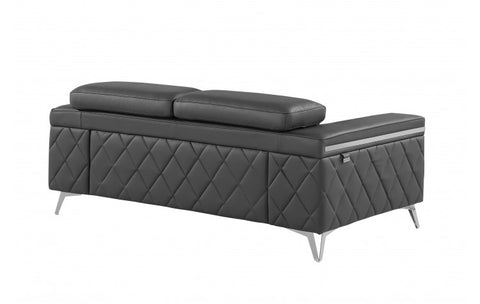 Caviani Top Grain Leather Loveseat Model:  1140-DK-GREY-L