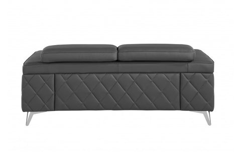 Caviani Top Grain Leather Loveseat Model:  1140-DK-GREY-L